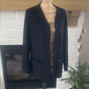 Koi Black Button-Up Women's scrub Jacket